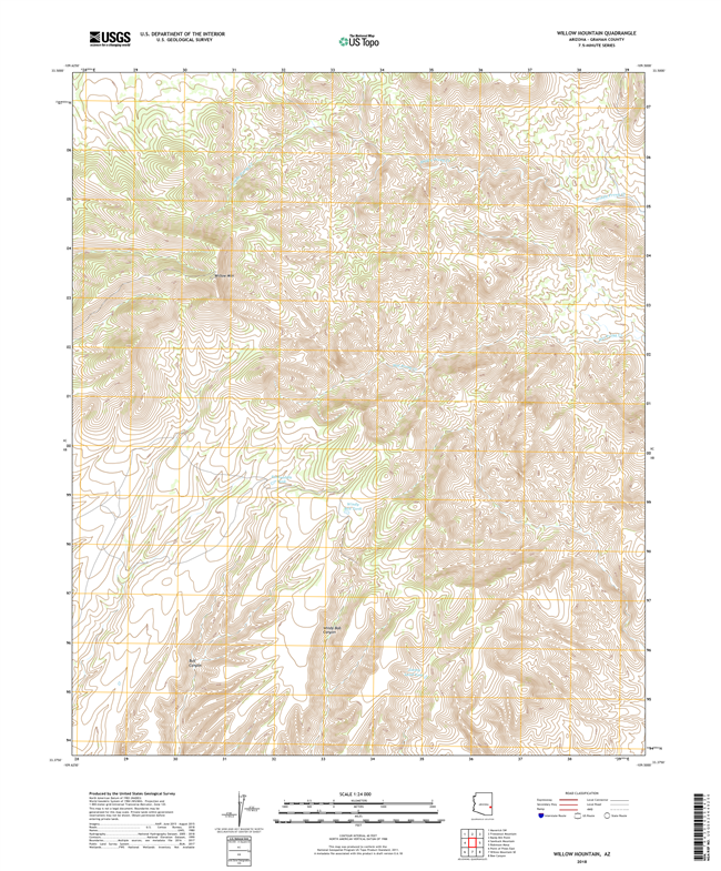 Willow Mountain Arizona - 24k Topo Map
