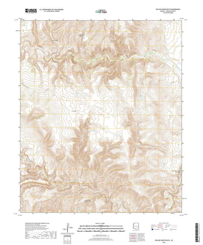 Willow Mountain SE Arizona - 24k Topo Map