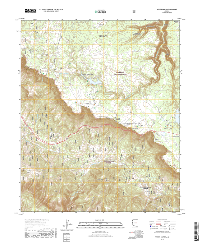 Woods Canyon Arizona - 24k Topo Map