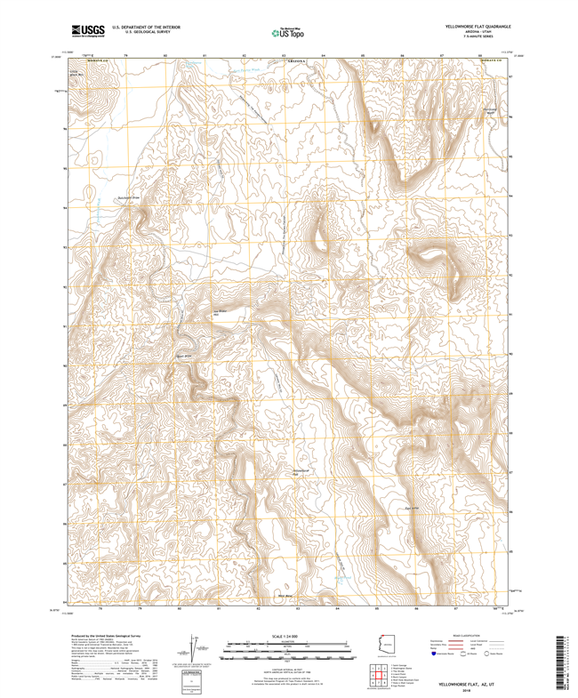 Yellowhorse Flat Arizona - Utah - 24k Topo Map