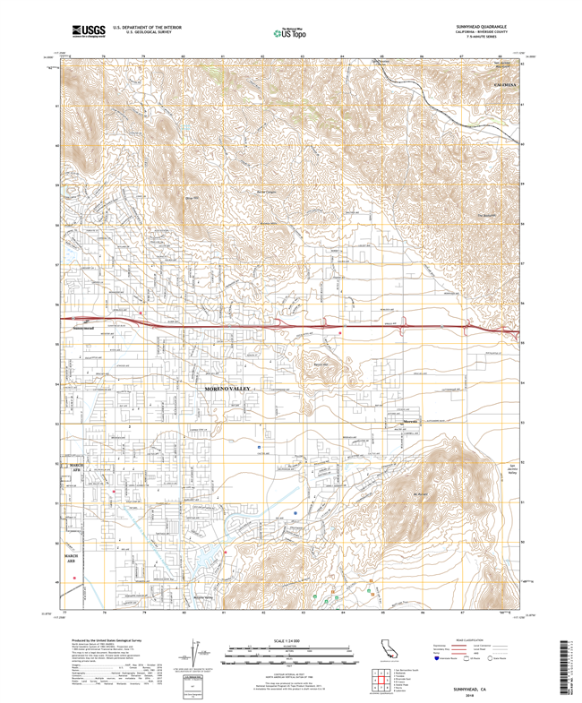 Sunnymead California - 24k Topo Map