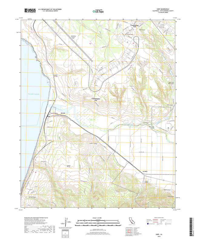 Surf California - 24k Topo Map