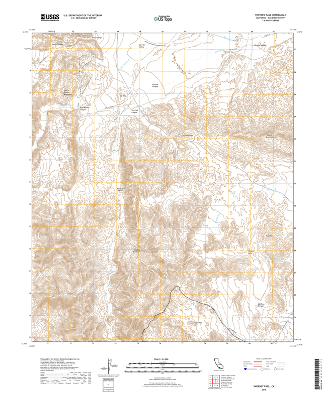 Sweeney Pass California - 24k Topo Map