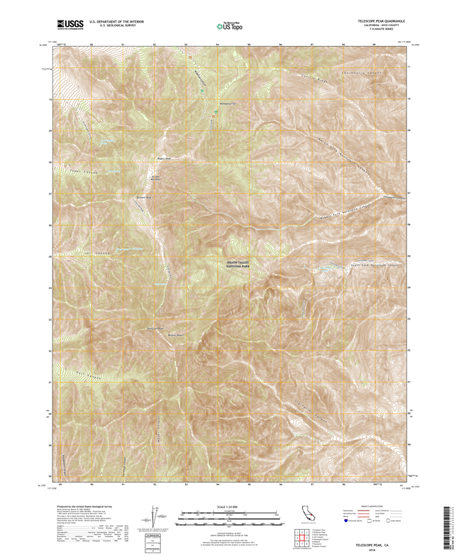 Telescope Peak California - 24k Topo Map