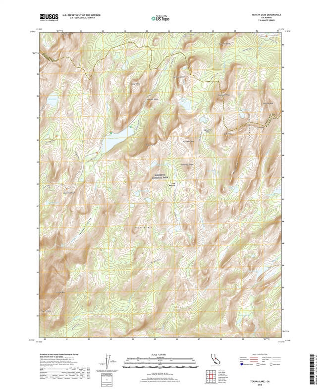 Tenaya Lake California - 24k Topo Map