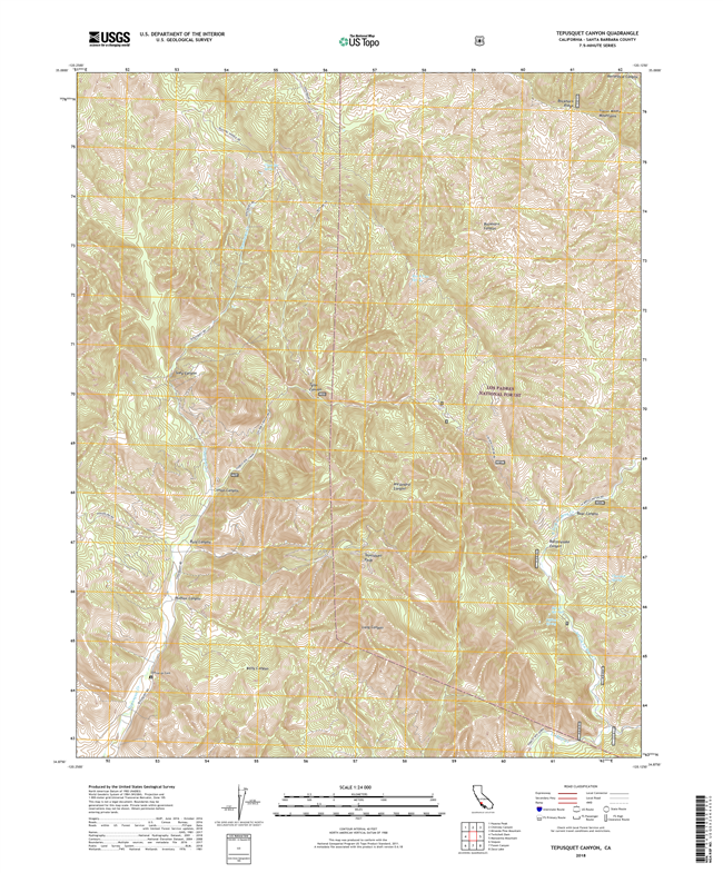 Tepusquet Canyon California - 24k Topo Map