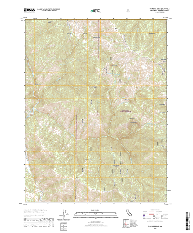 Thatcher Ridge California - 24k Topo Map
