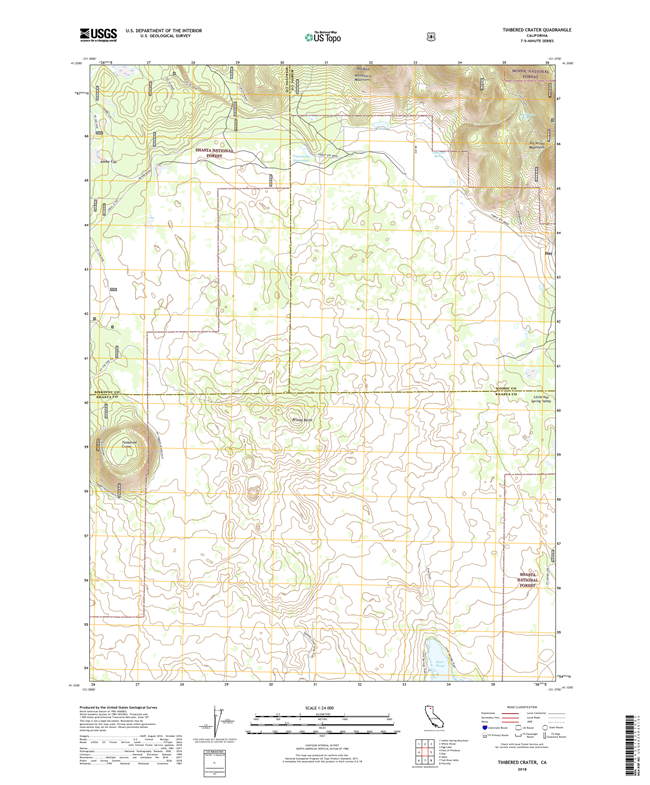 Timbered Crater California - 24k Topo Map