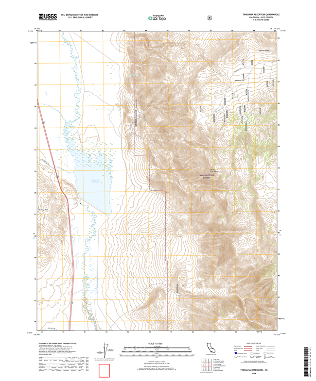 Tinemaha Reservoir California - 24k Topo Map