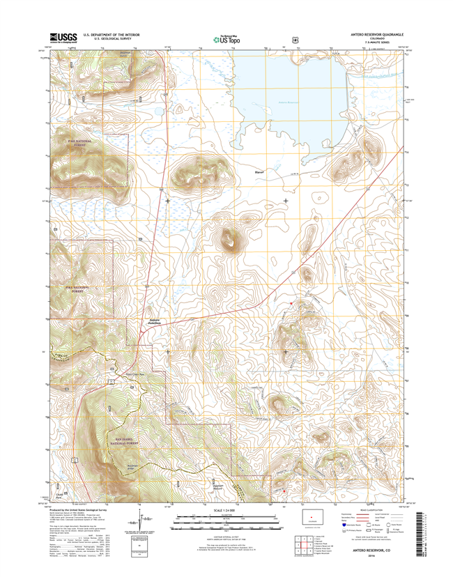 Antero Reservoir Colorado - 24k Topo Map