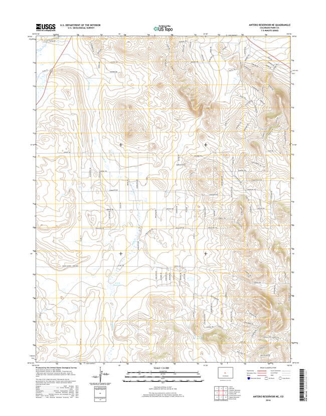 Antero Reservoir NE Colorado - 24k Topo Map