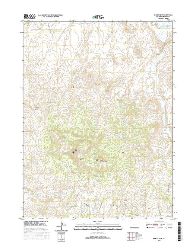 Bakers Peak Colorado - 24k Topo Map