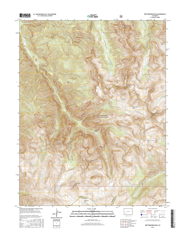 Wetterhorn Peak Colorado - 24k Topo Map