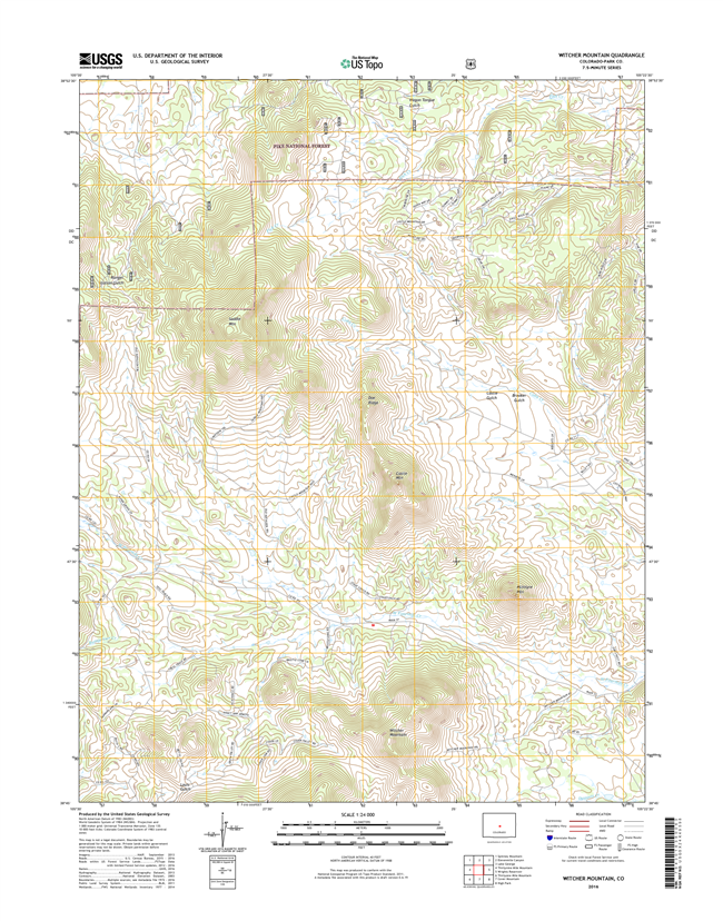Witcher Mountain Colorado - 24k Topo Map