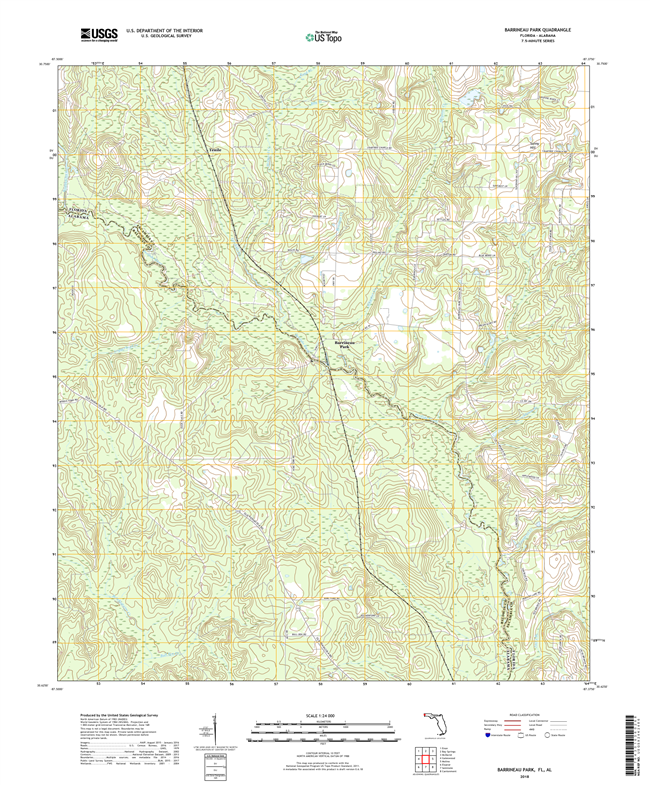 Barrineau Park Florida - Alabama - 24k Topo Map