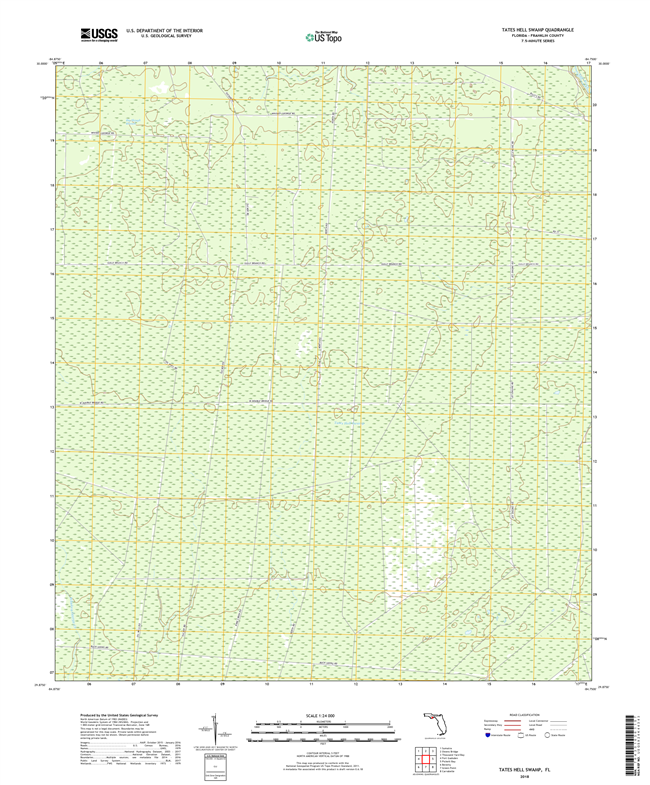 Tates Hell Swamp Florida - 24k Topo Map