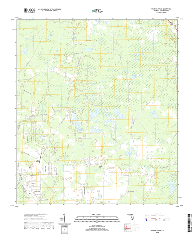 Warrior Swamp Florida - 24k Topo Map