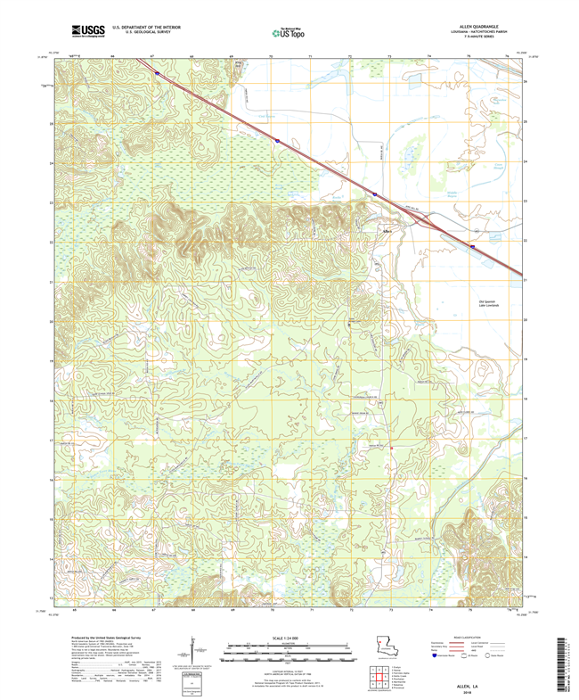 Allen Louisiana - 24k Topo Map