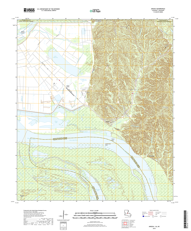 Angola Louisiana - Mississippi - 24k Topo Map