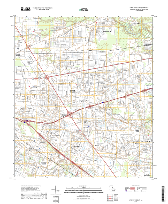 Baton Rouge East Louisiana - 24k Topo Map