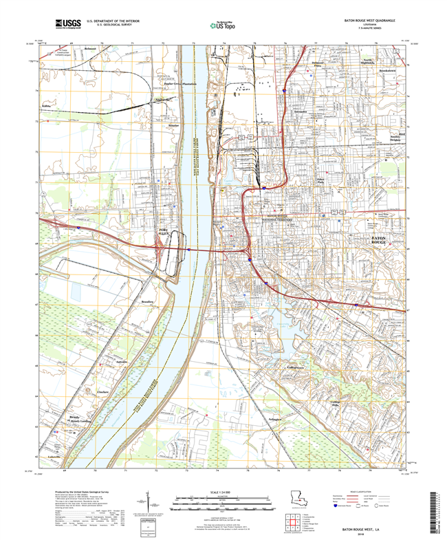 Baton Rouge West Louisiana - 24k Topo Map