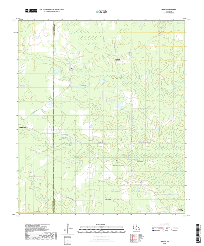 Beaver Louisiana - 24k Topo Map