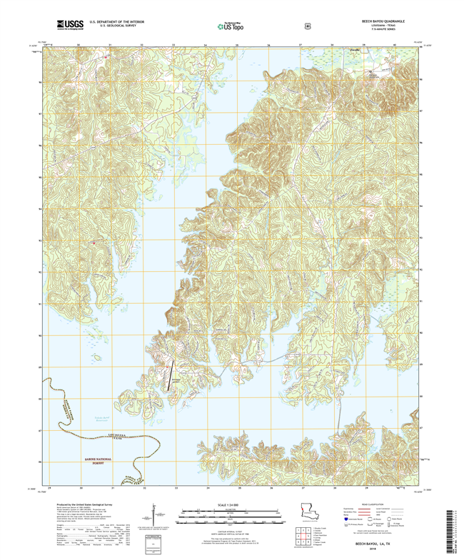 Beech Bayou Louisiana - Texas - 24k Topo Map