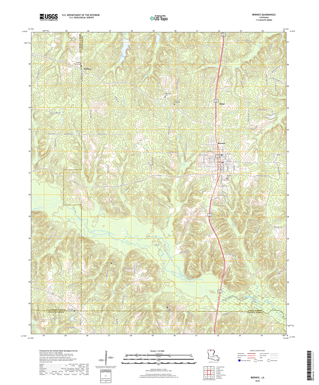 Bernice Louisiana - 24k Topo Map