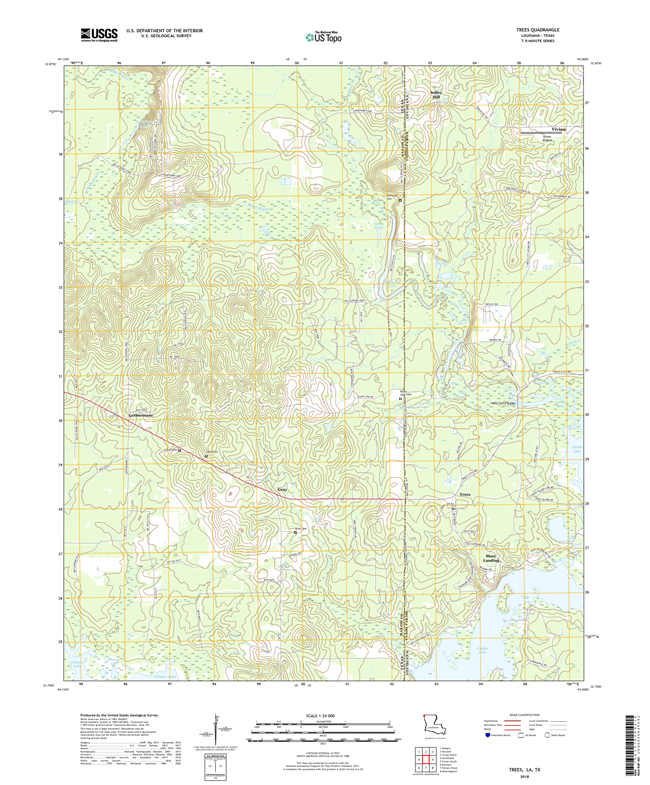 Trees Louisiana - Texas - 24k Topo Map