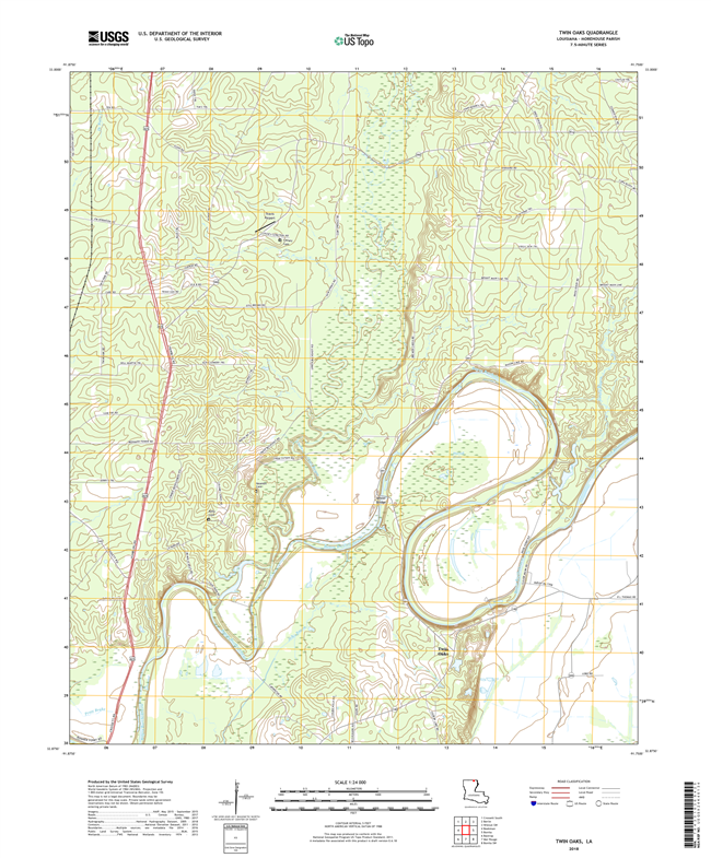 Twin Oaks Louisiana - 24k Topo Map