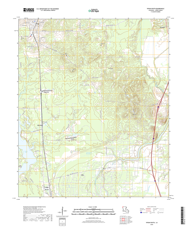 Vivian South Louisiana - 24k Topo Map