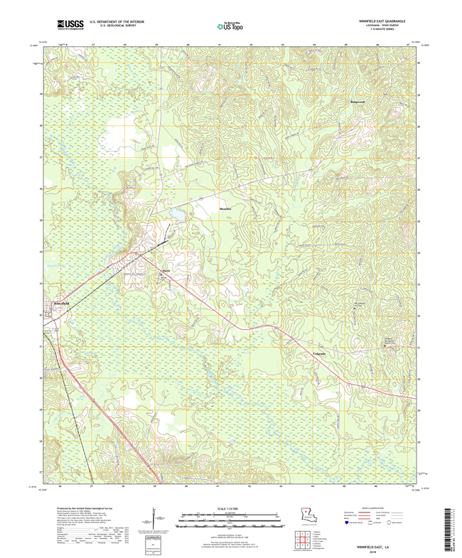 Winnfield East Louisiana - 24k Topo Map