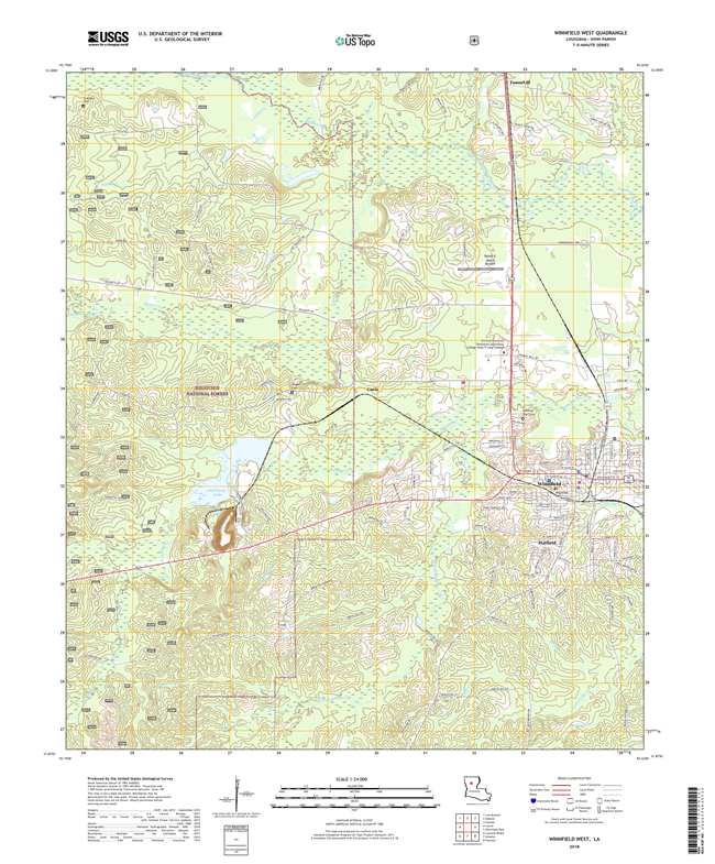 Winnfield West Louisiana - 24k Topo Map