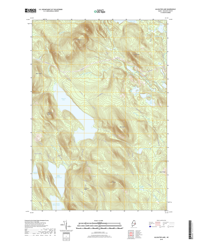 Alligator Lake Maine - 24k Topo Map