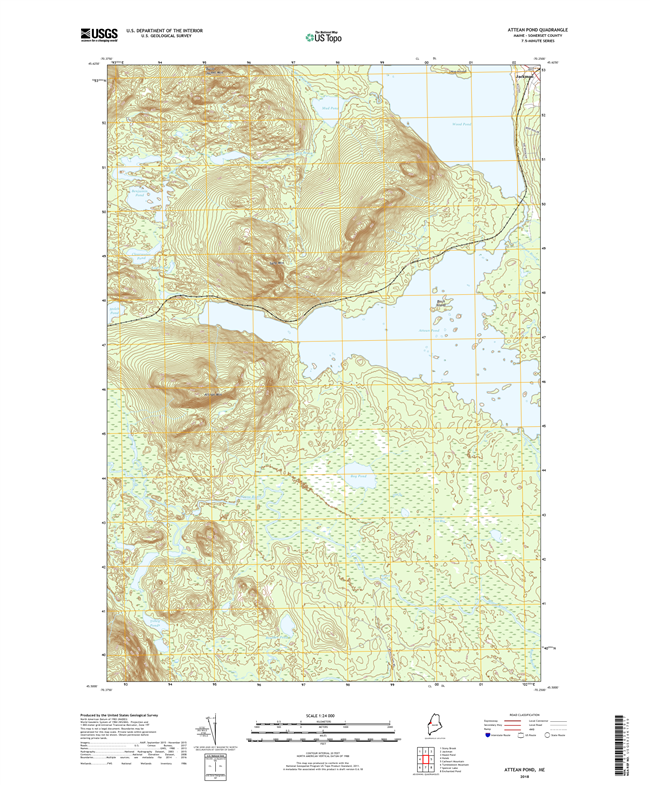 Attean Pond Maine - 24k Topo Map