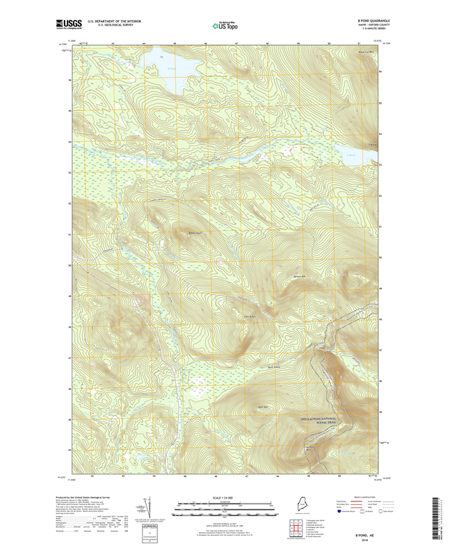 B Pond Maine - 24k Topo Map