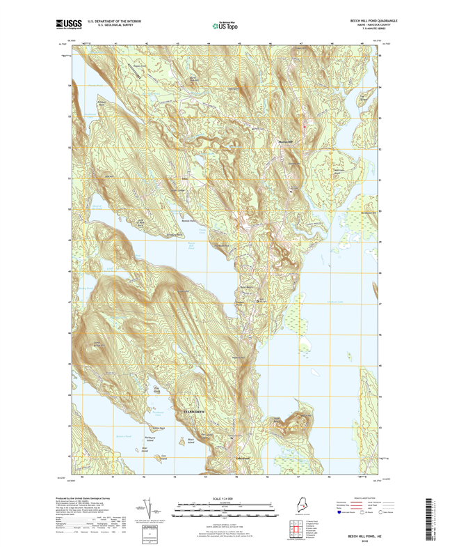 Beech Hill Pond Maine - 24k Topo Map