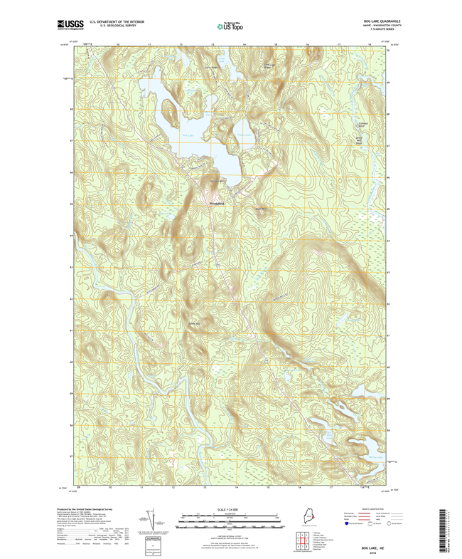 Bog Lake Maine - 24k Topo Map