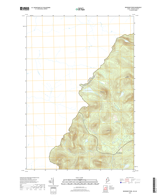 Boundary Pond Maine - 24k Topo Map