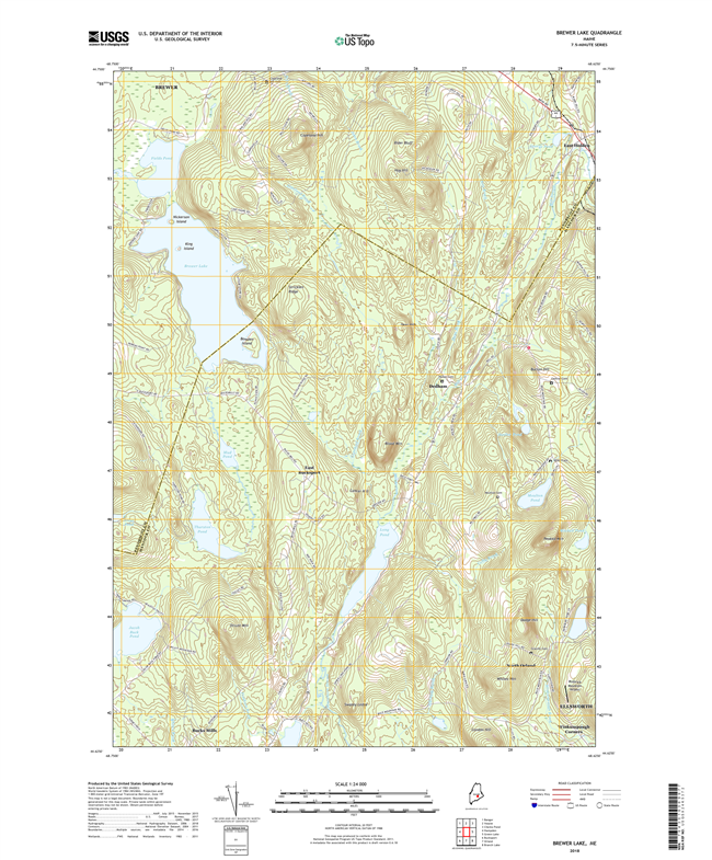 Brewer Lake Maine - 24k Topo Map