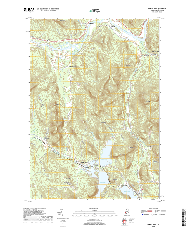 Bryant Pond Maine - 24k Topo Map