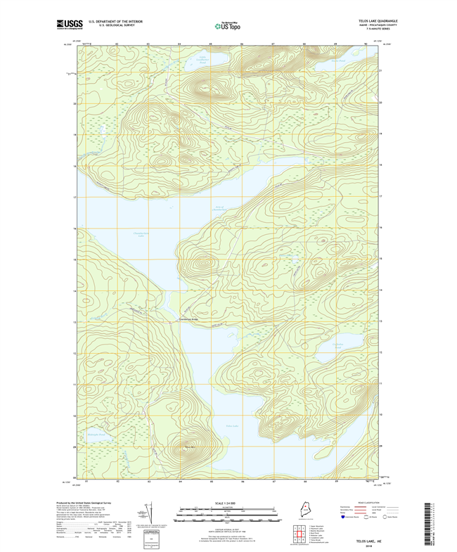 Telos Lake Maine - 24k Topo Map