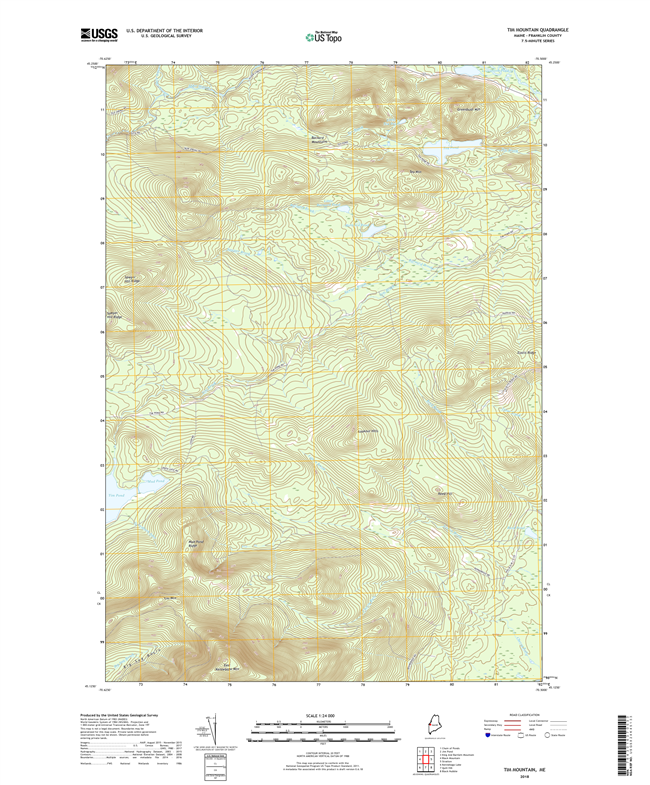 Tim Mountain Maine - 24k Topo Map