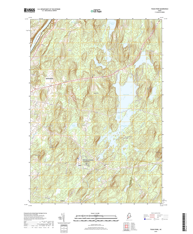 Togus Pond Maine - 24k Topo Map