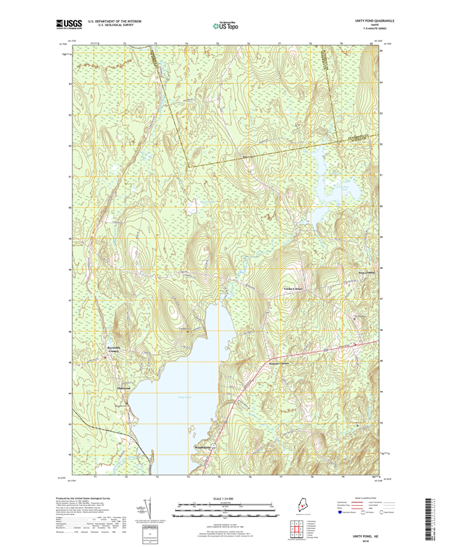 Unity Pond Maine - 24k Topo Map