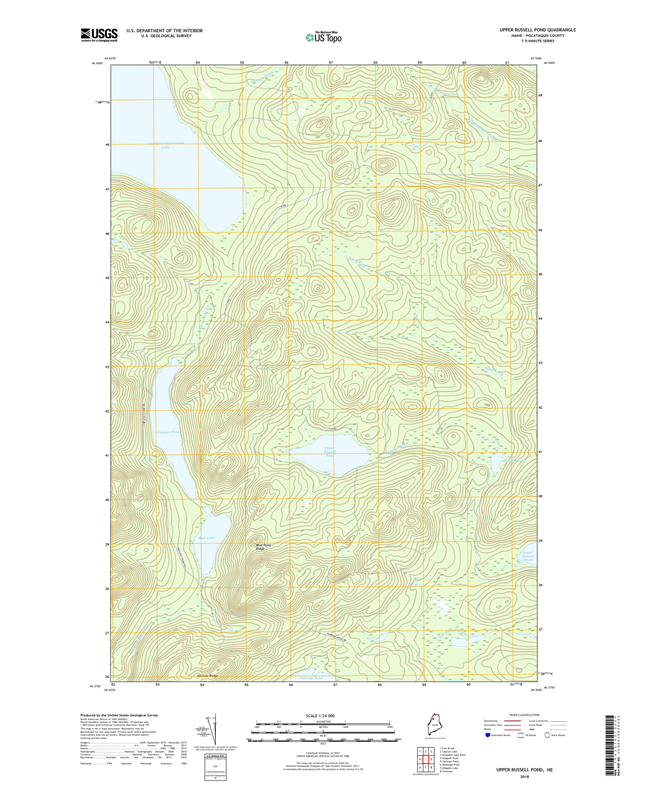 Upper Russell Pond Maine - 24k Topo Map