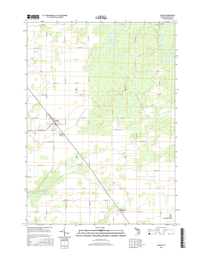 Ashley Michigan - 24k Topo Map