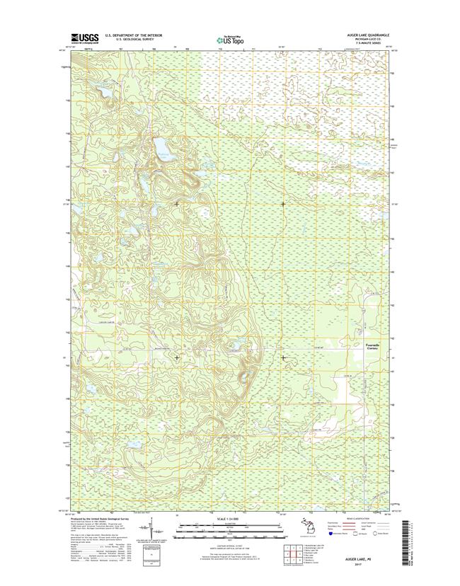 Auger Lake Michigan - 24k Topo Map