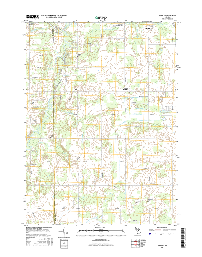 Aurelius Michigan - 24k Topo Map