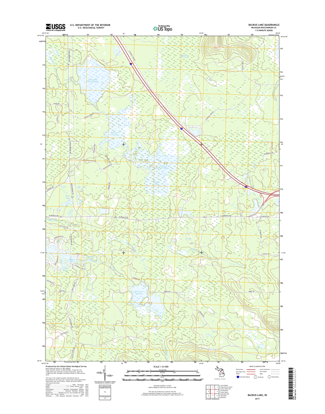 Backus Lake Michigan - 24k Topo Map